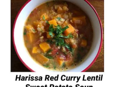 Harissa Red Curry Lentil Sweet Potato&nbsp;Soup